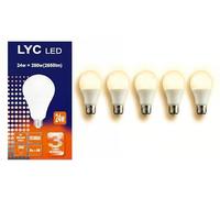 MARAN BULBS Bombilla Standard LED E27 Luz día fría 6500k, Bajo Consumo, No parpadea, 250W Equivalente, A60, 24W (Pack 5)