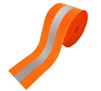 MARARDI Cinta Reflectante para Coser - Cinta Métrica [10 Metros x 50mm] no Adhesiva - [Naranja Fluorescente] Poliéster 100% - Tribanda Tela de Seguridad Alta Visibilidad - Poder Reflectivo ≥300
