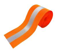 MARARDI Cinta Reflectante para Coser - Cinta Métrica [5 Metros x 50mm] no Adhesiva - [Naranja Fluorescente] Poliéster 100% - Tribanda Tela de Seguridad Alta Visibilidad - Poder Reflectivo ≥300