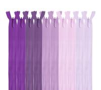 MARARDI [Pack 10] Cremalleras Invisibles [Moradas] de Nailon [22 cm] Costura y Manualidades para Ropa Tela Bolsos Estuches Cinta Para Coser a Máquina Patchwork Algodón con Cierre Metálico