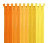 MARARDI [Pack 10] Cremalleras Invisibles [Naranjas] de Nailon [22 cm] Costura y Manualidades para Ropa Tela Bolsos Estuches Cinta Para Coser a Máquina Patchwork Algodón con Cierre Metálico