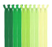 MARARDI [Pack 10] Cremalleras Invisibles [Verdes] de Nailon [15 cm] Costura y Manualidades para Ropa Tela Bolsos Estuches Cinta Para Coser a Máquina Patchwork Algodón con Cierre Metálico