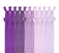 MARARDI [Pack 20] Cremalleras Invisibles [Moradas] de Nailon [22 cm] Costura y Manualidades para Ropa Tela Bolsos Estuches Cinta Para Coser a Máquina Patchwork Algodón con Cierre Metálico
