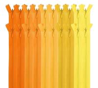 MARARDI [Pack 20] Cremalleras Invisibles [Naranjas] de Nailon [22 cm] Costura y Manualidades para Ropa Tela Bolsos Estuches Cinta Para Coser a Máquina Patchwork Algodón con Cierre Metálico