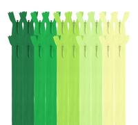 MARARDI [Pack 20] Cremalleras Invisibles [Verdes] de Nailon [22 cm] Costura y Manualidades para Ropa Tela Bolsos Estuches Cinta Para Coser a Máquina Patchwork Algodón con Cierre Metálico