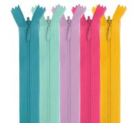 MARARDI [Pack 5] Cremalleras Invisibles [Multicolor] de Nailon [22 cm] Costura y Manualidades para Ropa Tela Bolsos Estuches Cinta Para Coser a Máquina Patchwork Algodón con Cierre Metálico