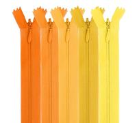 MARARDI [Pack 5] Cremalleras Invisibles [Naranjas] de Nailon [22 cm] Costura y Manualidades para Ropa Tela Bolsos Estuches Cinta Para Coser a Máquina Patchwork Algodón con Cierre Metálico