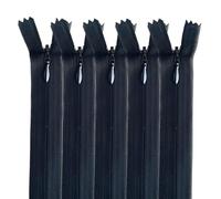 MARARDI [Pack 5] Cremalleras Invisibles [Negro] de Nailon [15 cm] Costura y Manualidades para Ropa Tela Bolsos Estuches Cinta Para Coser a Máquina Patchwork Algodón con Cierre Metálico