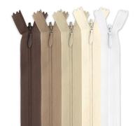MARARDI [Pack 5] Cremalleras Invisibles [Nude] de Nailon [22 cm] Costura y Manualidades para Ropa Tela Bolsos Estuches Cinta Para Coser a Máquina Patchwork Algodón con Cierre Metálico