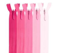 MARARDI [Pack 5] Cremalleras Invisibles [Rosas] de Nailon [22 cm] Costura y Manualidades para Ropa Tela Bolsos Estuches Cinta Para Coser a Máquina Patchwork Algodón con Cierre Metálico