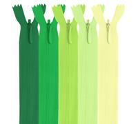 MARARDI [Pack 5] Cremalleras Invisibles [Verdes] de Nailon [15 cm] Costura y Manualidades para Ropa Tela Bolsos Estuches Cinta Para Coser a Máquina Patchwork Algodón con Cierre Metálico