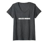 Maravilla sin Edad Camiseta Cuello V, Mujer, Jaspeado Oscuro, XL