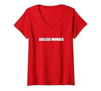 Maravilla sin Edad Camiseta Cuello V, Mujer, Rojo, L
