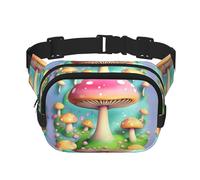 Maravillosa riñonera con diseño de hongos pequeños, unisex, bolsa de mensajero deportiva de viaje, color negro, talla única