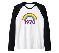 Maravilloso estilo retro de los 70, Rainbow Rough, vintage, 1970 Camiseta Manga Raglan