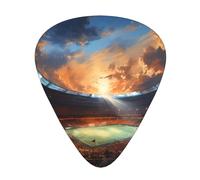 Maravilloso juego de púas impresas con juego de fútbol: 12 púas de guitarra finas, medianas y gruesas, adecuadas para guitarra, bajo, guitarra eléctrica y ukelele