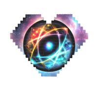 Maravilloso rompecabezas de bloques de ladrillos con impresión del universo - Rompecabezas de imagen en forma de corazón, rompecabezas de madera