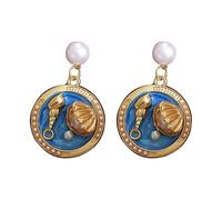 Maravillosos pendientes de mariquita Sea Dangle Earrings Summer Beach Jewelry Beach Lovers Sea Themed Cadena Pendientes, talla única, Aleación de aluminio, Sin piedra preciosa
