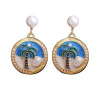 Maravillosos pendientes de mariquita Sea Dangle Earrings Summer Beach Jewelry Beach Lovers Sea Themed Cadena Pendientes, talla única, Aleación de aluminio, Sin piedra preciosa