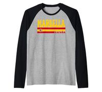 Marbella Ciudad España Vintage Estética Vacaciones de Verano Camiseta Manga Raglan