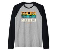 Marbella España Mediterráneo Andalucía Playa Puesta De Sol Diseño Camiseta Manga Raglan