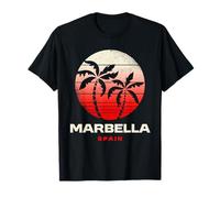 Marbella España Palmera Andalucía Playa Puesta De Sol Diseño Camiseta