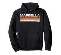 Marbella España Retro Rayas Vintage Viajes Sudadera con Capucha