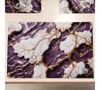Marbellized - Juego de 6 manteles Individuales Americanos Lavables, de Tela Efecto mármol Morado, Juego de 6 (30 x 45 cm) - Elegantes, Ideales para Desayuno, Almuerzo y Cena, Idea de Regalo, 100%