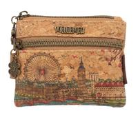 MarBello Monedero de corcho vegano con diseño de Londres y colgante de trébol de la suerte, sostenible, compacta y detallada