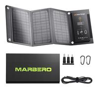 MARBERO Panel solar portátil de 21 W para estación de energía, cargador solar para generador solar, panel solar plegable para camping, viajes en caravana, puertos USB QC3.0 y salida CC, compatible con