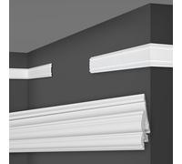 MARBET DESIGN Molduras de pared blancas HDPS plástico - 2 metros decorativos Revestimiento de pared Perfil plano Perfil decorativo para espejos y cuadros (HW-3 47x8 mm, Pieza de muestra)