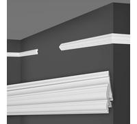 MARBET DESIGN Molduras de pared blancas HDPS plástico - 2 metros decorativos Revestimiento de pared Perfil plano Cornisas decorativas Molduras decorativas (HW-1 22x11 mm, Pieza de muestra)