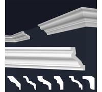 MARBET DESIGN Molduras de XPS Poliestireno blanco - Cornisas de techo Estuco de techo E-Molduras - (20 metros / 10 tiras E-31)