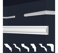 MARBET DESIGN Molduras de XPS Poliestireno blanco - Molduras de pared Revestimiento planas E-Molduras - (20 metros / 10 tiras E-27)