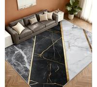 Marble Alfombra 120x180cm, Black Gold Marble Alfombras for Living Room
