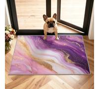 Marble Alfombra 60x90cm, Purple Gold Marble Alfombras for Bedroom | Small Washable Non-Slip Moqueta for Living Room Entryway Hallway Home Decor Mat