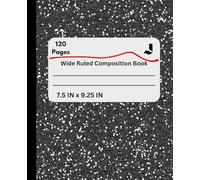 Marble Composition Book: Black Marble Cover, 120 wide-ruled White Paper Sheets, 7.5" x 9.25"-perfect for school, work, or on-the-go note-taking.