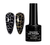 Marble Crackle - Esmalte de uñas UV de 7 ml con efecto de fisura, para capa base blanca/plateada/dorada, larga duración, se adapta a uñas acrílicas, extensiones de gel