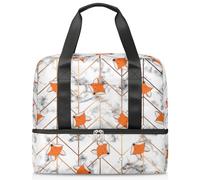 Marble Fox - Bolsa deportiva divertida para mujeres, hombres y niños, Kirls Marble Art Weekend Overnight Bags Wet Seperated 21 L Tote Bag for Travel Gym Yoga, color, 21L, Organizador de bolsas