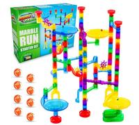 Marble Genius Juego de iniciación a la Carrera de canicas - 130 Piezas Completas + aplicación de Instrucciones Gratuita (80 Piezas de marbú translúcido + 50 canicas de Vidrio) Conjunto estándar