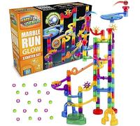 Marble Genius Marble Glow Run Race Track Set Brilla en la Oscuridad (115 Piezas) Juguete de Bloques de construcción educativos Stem, Acceso a la aplicación de Instrucciones y Manual a Todo Color.