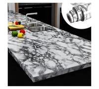 Marble Kitchen Oil-Proof Film Stove Waterproof Moisture-Proof Self-Adhesive Wallpaper Countertop Cabinet Renovation Tile Sticker(Color-07,40cm x 200cm)