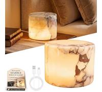 Marble Lamp Night Light Touch Bedside Table Lamp, Type-C Rechargeable Natural Stone Accent Decor with 3 Way Dimmable Warm Glow, Cordless Ambient Lighting for Bedroom Living Room Desk Gifts (#A)