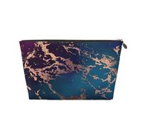 Marble Luxe Decor Morado Oscuro y Verde Azulado con Dorado, Bolsa de Maquillaje Bolsa de cosméticos Bolsa de artículos de tocador de Viaje portátil Bolsa de artículos de tocador