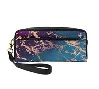 Marble Luxe Decor Morado Oscuro y Verde Azulado con Dorado, Bolsa de Maquillaje Bolsa de cosméticos Bolsa de Aseo de Viaje portátil Estuche de Cuero para Mujeres y niñas