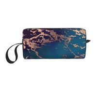 Marble Luxe Decor Morado Oscuro y Verde Azulado con Dorado, Bolsa de Maquillaje Bolsa de cosméticos Bolsa de artículos de tocador de Viaje portátil Bolsa de Maquillaje