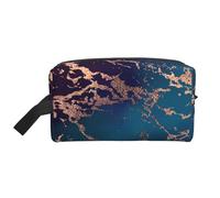 Marble Luxe Decor Morado Oscuro y Verde Azulado con Dorado, Bolsa de Maquillaje Bolsa de cosméticos Bolsa de artículos de tocador de Viaje portátil Organizador de Bolsa de Maquillaje