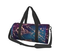 Marble Luxe Decor Morado Oscuro y Verde Azulado con Dorado, Bolsa de Viaje de Gran Capacidad, Bolso Redondo, Bolsa de Viaje Deportiva, Bolsa de Mano, Bolsa de Fitness