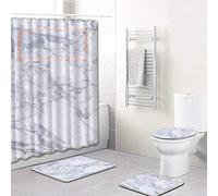 Marble Pattern Shower Curtain Floor Mat Bathroom Toilet Seat Four-Piece Water Absorption Does Not Fade Versatile Comfortable Can Be Machine Washed