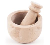 Marble Range uego de mortero y pilón de de 3 pulgadas hecho a mano, trituradora de ajo y molinillo de hierbas, mortero de piedra, molinillo de especias pequeño, mortero y mortero para cocina